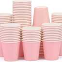100 Pack 3 oz Pink Paper Cups,Mouthwash Cups, Disposable Bathroom Cups,Small Paper Cups 3oz Ideal for Bathroom, Supermarket, Birthday Party, Picnic and BBQ