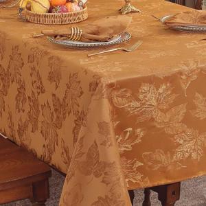 SASTYBALE Fall Tablecloths for Rectangle Tables - 60x84 Inch Brown Maple Leaves Jacquard Tablecloth, Vintage, Spill-Proof & Wrinkle Free for Thanksgiving Feasts, Harvest Celebrations, Cozy Dinners