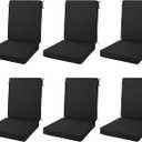 Outdoor Chair Cushions 20x20, Water-Resistant & Fade-Resistant, Patio Furniture Lawn Dining Chair Seat Replacement with High Back, Ties Zipper, Removable Cover, Set of 6, Black