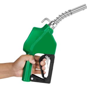 3/4 inch NPT Automatic Fuel Nozzle, Automatic Shut-Off Fuel Nozzle Fuel Refilling Tool with 3-Speed Padlock9-16 GPM,13/16Spout Max Flow Rate 16 GPM,Used For Gasoline, Diesel, Gas Pump Nozzle Green