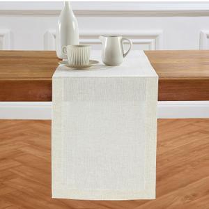 Solino Home 100% Pure Linen Light Flax Table Runner 48 Inches - 14 x 48 Inch for Dresser & Coffee Tables - Sonoma Collection, Spring, Easter