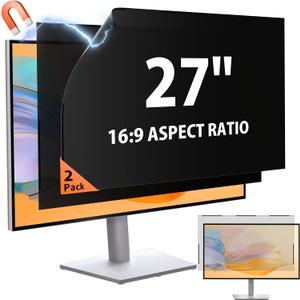 Mamol [2 Pack] 27 Inch 16:9 Privacy Screen for Frameless Monitor, Anti Glare & Blue Light Filter Computer Screen Protector, Removable Magnetic Anti-Spy Shield for 27" Widescreen Desktop Display
