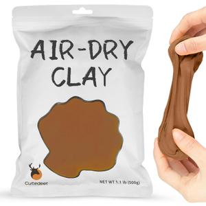 Cutedeer Brown Air Dry Clay, 1.1lb Foam Modeling Clay, Soft Squishy Molding for Kids Adults, Arts & Crafts Project Slime Supplies(1.1lb - 1 Pack, Brown)