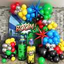 137pcs Red Blue Yellow Green Black Balloon Arch Garland Kit with Balloons for Birthday, Carnival, Video Game Super Balloons Arch for Themed Party Decorations