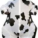 Arokibui Inflatable Cow Costume Blow up Costume for Cosplay Party Festival Halloween Parade Carnival Suit Jumpsuit (Large (150cm-190cm), White)