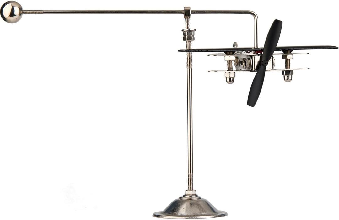 Sunnytech Solar Aircraft Balance Toy Plane Black Propeller Kinetic Art Balancing Decompression Science Home Office Toy for Desk Physics Toy WJ156