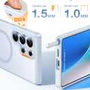 TORRAS Strong Magnetic & Seamless Stand for Samsung Galaxy S25 Ultra Case, Fit for MagSafe, Mil-Grade Drop Protection, Kickstand for Samsung Galaxy S25 Ultra Case, Translucent Back/Silverblue Edge