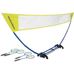 EastPoint Sports Badminton Sets; Easy Set Up or 4-Way Styles, Backyard Game Includes Portable Net, 4 Badminton Rackets, 2 Shuttlecocks and Accessory Bag for Storage
