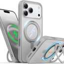 for iPhone 17 Pro Case 6.3-Inch with Magnetic 360 Ring Stand Compatible with MagSafe Frosted Matte Shockproof Protective Phone Cover 6.3" 2025, Gray