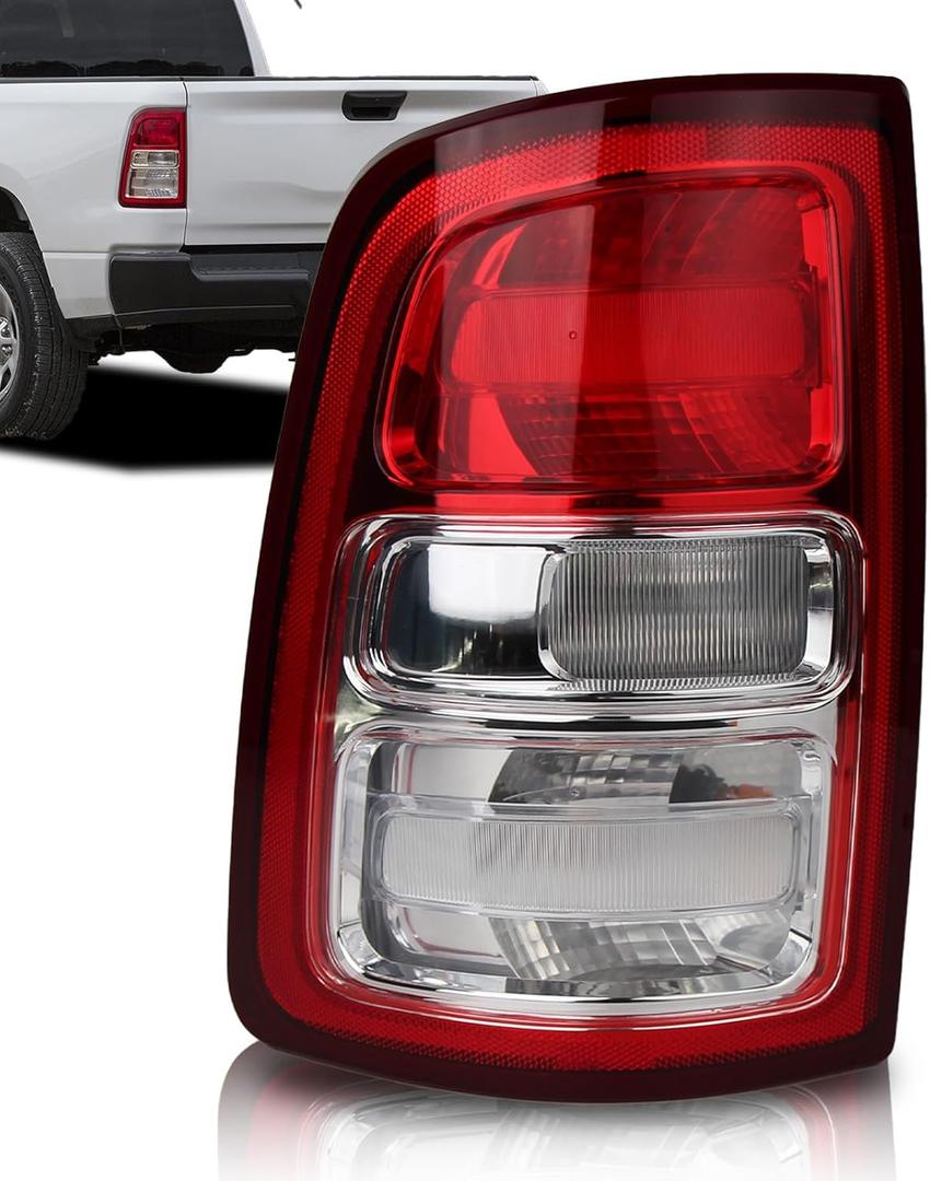 Chrome Bezel Halogen Tail Lights Compatible With 2019-2024 RAM 2500, Non-LED Models Direct Fit Rear Brake Lamp Chrome Bezel, 55112989AE CH2800221(Left Driver Side)