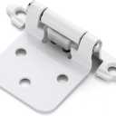 4 Pack (2 Pairs) White Cabinet Hinges for Kitchen Doors, Self-Closing, 1/2 Inch Overlay (Variable), Semi-Concealed Face Frame, Surface Mount Cabinet Hardware