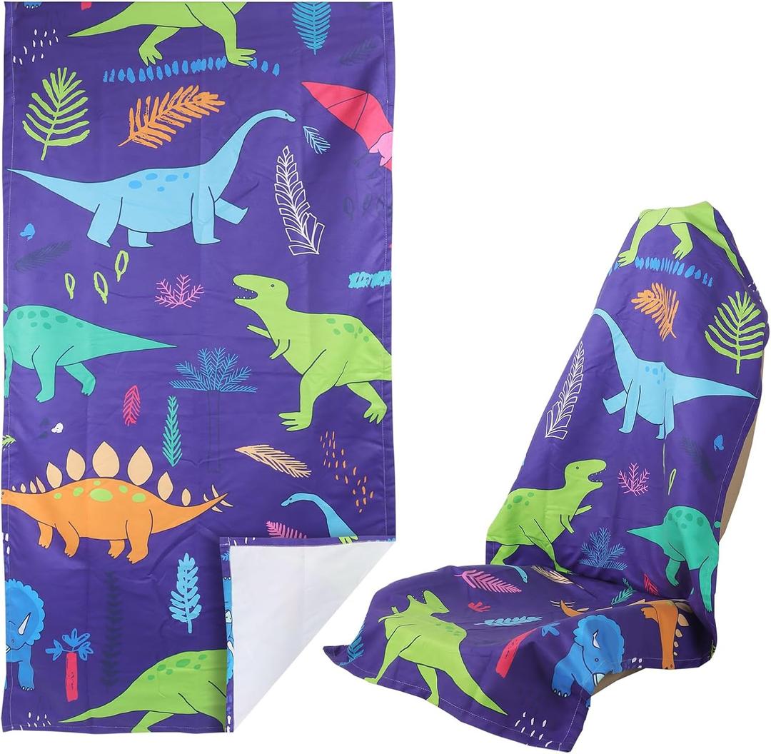 Car seat Cover Towel Front Seats for Beach Swimming, Sports, Camping,Yoga, Sweating. car seat Towel Easy to Clean, Protect from Damage by Sweat, Pets, and Scratches (Dinosaur, 1 Pcs)