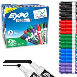 EXPO Dry Erase Markers, Low Odor Ink, Assorted Colors, Chisel Tip, 40 Count - Whiteboard, Calendar, Organization, Essential Supplies for Office, School, Classroom, Teachers