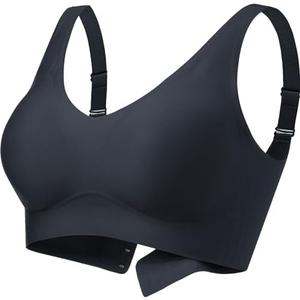 PRETTYWELL Wireless Bras for Women No Underwire Comfort Seamless Smoothing Bra Lift V Neck Padded Full Coverage Everyday Bra, Size M