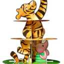 Winnie Themed Cupcake Stand - 3 Tier Winnie Cupcake Stand Holder Cupcake Tower Winnie Cardboard Dessert Holder for Baby Shower Decorations Winnie Cupcake Display Stand for Birthday Party Supply