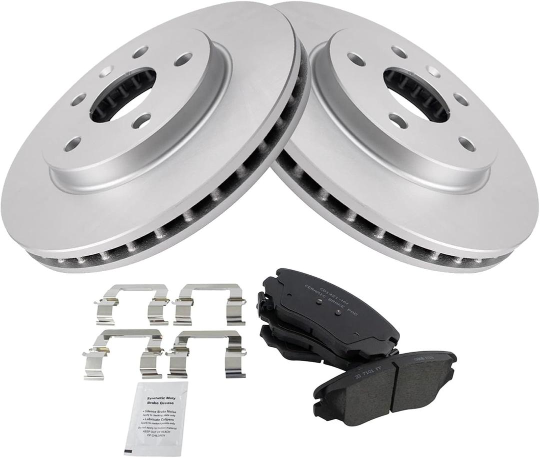 TRQ Front Brake Pad & Rotor Kit Brake Pads Brake Rotor Ceramic Premium G-Coated Compatible with 2012-2016 Buick LaCrosse 2011-2017 Regal 2013-2015 Chevrolet Malibu 2016 Malibu Limited (BKA14177, Premium Ceramic)