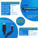 7.4V 35C 2000mAh with SM-2P Plug T-Plug Odamiya Plug Lithium Battery for SRB1200 SRB400 SRB400-SUB MP5K M4 M110 Toy Gun Air Gun,RC Car Drone Battery Accessories (1 Battery+1 USB)