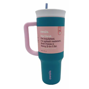 Owala Stainless Steel Triple Layer Insulated Travel Tumbler with Spill Resistant Lid, Straw, and Carry Handle, BPA Free, 40 oz