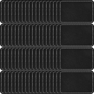 Dunzy 60 Pcs Leather Hat Patches Blank Leatherette Hat Patch with Adhesive Rectangle Laserable Leatherette Patch for Hats Custom Fabric Sew Laser Engraving DIY(Black,3 x 2 Inch)