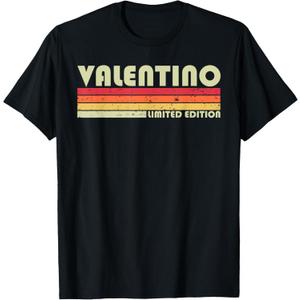 VALENTINO Name Personalized Funny Retro Vintage Birthday T-Shirt (Small, Black)