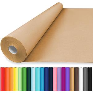 Vanhench 36"x 2400" (200') Brown Wrapping Paper Roll, Bulletin Board Paper Kraft/Craft Paper, Birthday Valentines Bouquet Flower Gift Packing Art Poster Crafting Moving Shipping Supplies, 70GSM 55LB