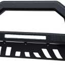 Textured Black AVT Style Aluminum LED Light Bull Bar Brush Push Front Bumper Grill Grille Guard with Skid Plate Compatible with 05 06-10 Hummer H3