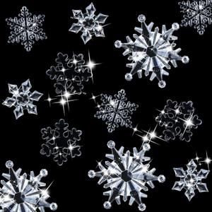 Dilunave 40 Pieces Clear Christmas Snowflake Ornaments Acrylic Christmas Tree Decorations Crystal Snowflakes Translucent Winter Hanging Ornaments for Xmas Tree DIY Crafts