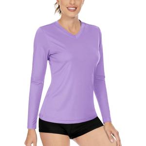 Boladeci Women's Swim Shirts Long Sleeve V Neck T Shirts UPF 50+ Sun Protection Quick Dry Rash Guard (Large)