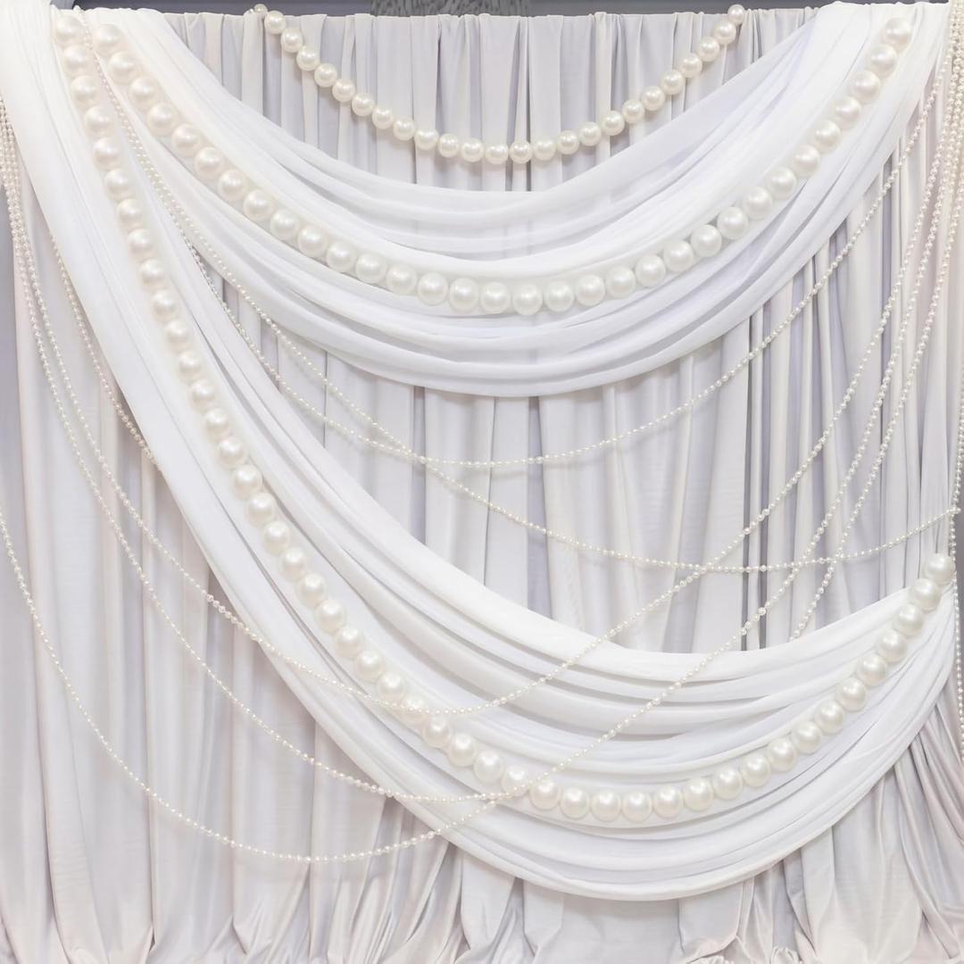 100 Pcs Quick Link Pearl Ball Garland 2.2 Inch Pearlescent White Plastic Ball with 16.4ft Pearl Bead Garlands for Wall Arches Chain Birthday Wedding Anniversary Graduation Party Decor