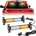 HLauto 1002L Emergency Strobe Traffic Advisor Light Bar: 40 LED Dash Safety Warning Flashing Light, Front/Rear Windshield Visor for Construction Vehicle, Tow/Plow Truck (2x10.7inch, Amber White)