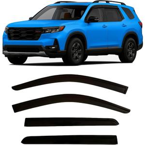 2023-2025 Tape-On Rain Guards for Honda Pilot Side Window Deflector Visors LX Sport EX-L TrailSport Touring Elite Smoke Tinted Vent Shades 2024