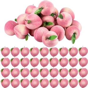 AceOrbit 36 Pcs Artificial Peach Decorations Foam Peach Lifelike Fake Fruit Faux Small Simulation for Home Birthday Party Cabinet Table Festival Kitchen Harvest Photography Prop (3.27 Inch)