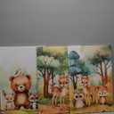3Pcs Woodland Animal Nursery Wall Art Forest Animal Wall Decor Cute Watercolor Deer Bear Fox Poster Canvas Prints Paintings Pictures Artwork for Kids Baby Bedroom Decor Unframed Poster 12X16in (12L" x 16W")
