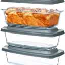 M MCIRCO 6-Piece Glass Loaf Pan with Lids Set, Meatloaf Pan With Airtight Lids, Loaf Pan For Bread, Cake, Pastries, Easy Grip, Fridge-to-Oven (1800ML/1.9Qt/ 7.2 Cups)