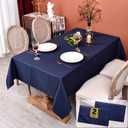 MEANMOY 2 Pack Navy Blue 210 GSM Water & Stain Resistant Rectangle Tablecloth - Solid 60 x 102 Inch Rectangular Table Cloth in Wrinkle Free Washable Polyester for Wedding, Party, Banquet (2 Pcs)
