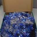 HMASYO 5 FT Pop Up Christmas Tree with Timer Lights, Silver Tinsel Snowflake Christmas Tree, Collapsible Artificial Pencil Tree Xmas Decoration for Home, Office, Party, Easy Assembly