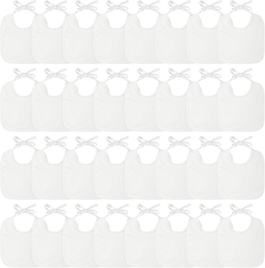Panitay 40 Pack Solid White Feeder Bibs Cotton Baby Bibs for Feeding DIY Baby Shower Games Gender Reveal Party Panitay 40 Pack Solid White Feeder Bibs Cotton Baby Bibs for Feeding DIY Baby Shower Games Gender Reveal Party