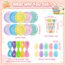 Easter Party Game Set, Includes 10 Plates 10 Easter Eggs 1 Paper Cups and 5 Rope for Family Adult Spring Party Office Games Easter Birthday Gathering Party Supplies