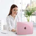 EooCoo Case Compatible with MacBook Air 13 inch 2026 2025-2022 Release M4 M3 M2 A3240 A3113 A2681, Glitter Hard Shell&Keyboard Skin Cover&Screen Protector for Mac Air 13.6 inch Case, Sparkly Pink