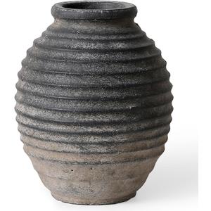 Kokrose Black Vase,10 Inch Rustic Pottery Vase for Living Room | Wabi Sabi Decorative Tall Vase, Retro Pottery Distressed Vases for Centerpiece & Home Decor