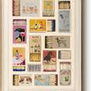 VIYYIEA Framed Vintage Matchbox Wall Art, Mid-century Retro Cocktail and Drink Canvas Painting, Modern Home Decor for Kitchen Bar and Dining Room, 12x16 Inch