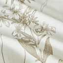 YuHeGuoJi Beige Floral Duvet Cover Queen 100% Cotton 3 Pcs Set 1 Khaki Botanical Duvet Cover with Zipper Ties 2 Pillow Shams Honeybee Taupe Flower Honeybee Print Wide Trim Bedding Set Soft