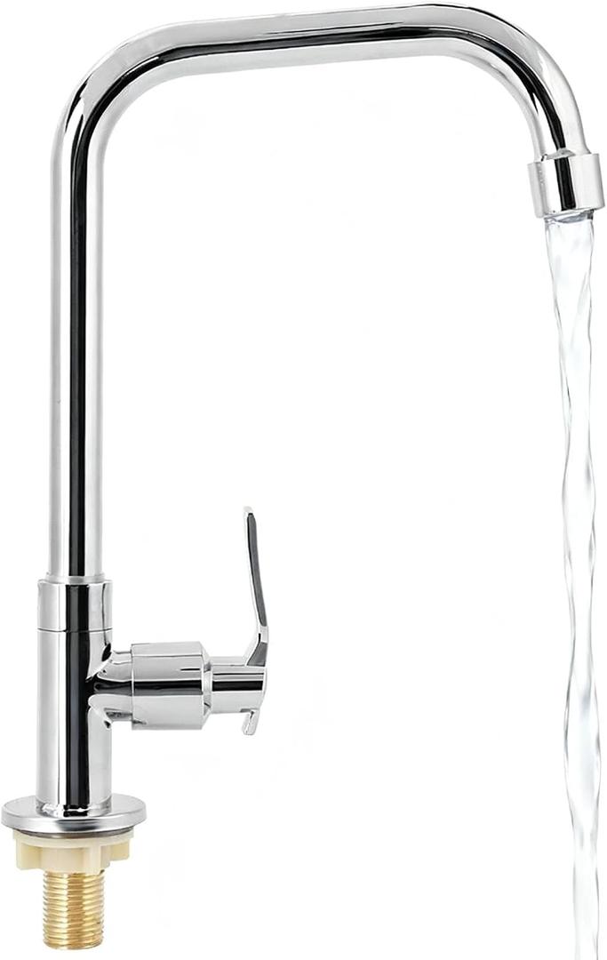 Single Handle Faucet, Stainless Steel Single Hole Bar Sink Faucet 360 Rotated Cold Water Commercial Single Hole Kitchen Sink Faucet