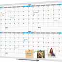 XBoard Magnetic Calendar Whiteboard 48" x 36" - 4 Month Colorful Calendar Dry Erase Board for Monthly Planning, Silver Aluminium Framed