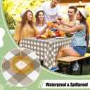 misaya 3 Packs Buffalo Disposable Table Cloth, 54 x 108 Inch Waterproof Plastic Tablecloth, Rectangle Khaki and White Checkered Table Covers for Picnic, Birthday, Party