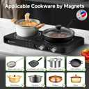 AMZCHEF Double Induction Cooktop with Removable Griddle Pan Non-stick, 1800W 2 burner Portable Induction Stove With Sensor Touch 9 Power Levels, 99 Min Timer, Black
