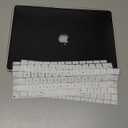 BYCeKe Compatible with MacBook Air 13 Inch 2022 2021-2018 M1 A2337 A2179 A1932, Black Case & Keyboard Cover for Mac Air 13, Beige 