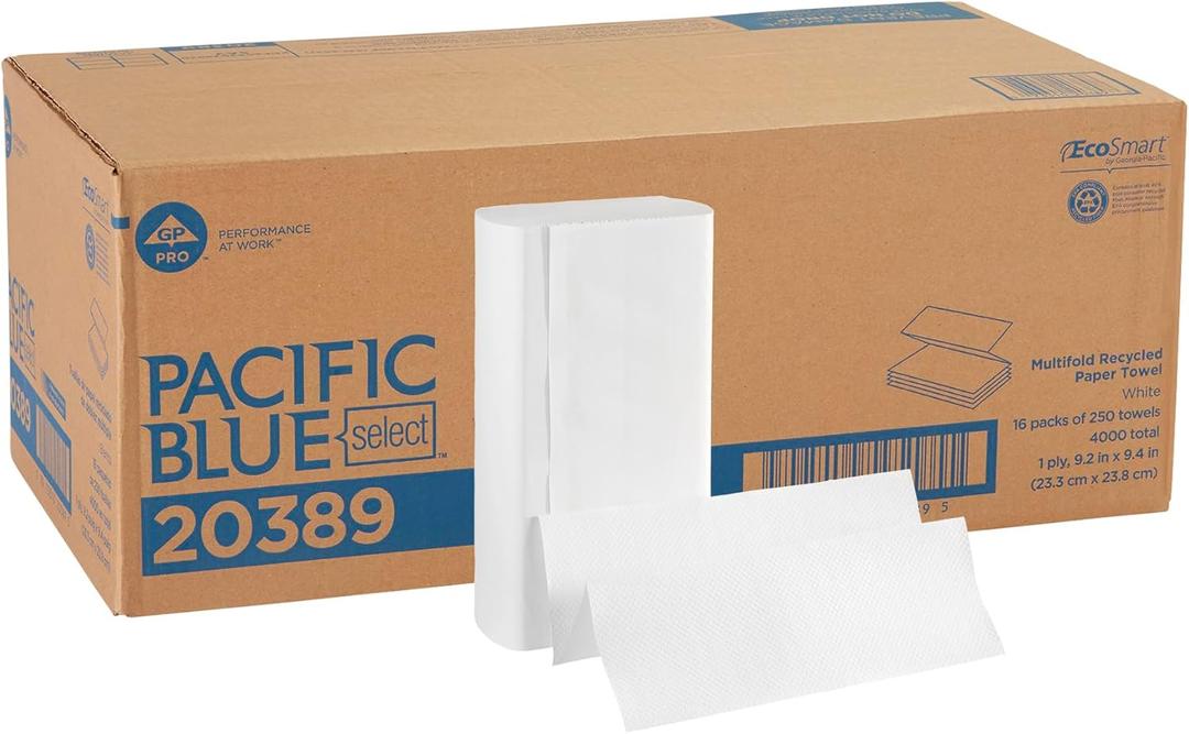 Pacific Blue Select Multifold Paper Towels by GP PRO (Georgia-Pacific), 20389, 250 Paper Towels Per Pack, 16 Packs Per Case