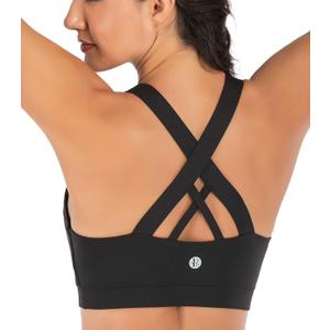 RUNNING GIRL Sports Bra for Women, Criss-Cross Back Padded Strappy Sports Bras Medium Support Yoga Bra with Removable Cups (X-Large)