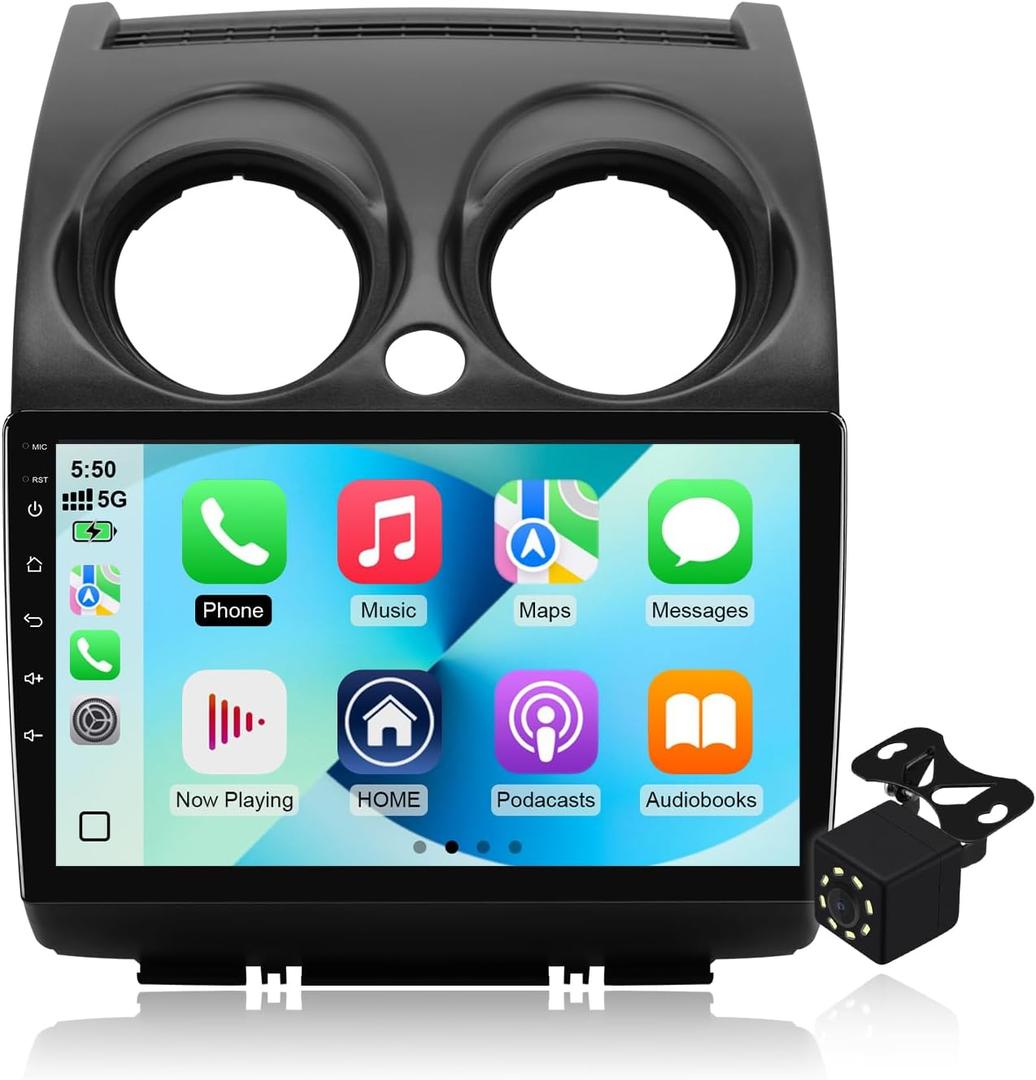 4Core+64G Android 14 Double Din Car Radio Stereo for Nissan Rogue 2008-2013 with 9" Touchscreen Radio Built-in Wireless Carplay/Android Auto/GPS/Bluetooth/FM/AUX-in/SWC/Backup Camera